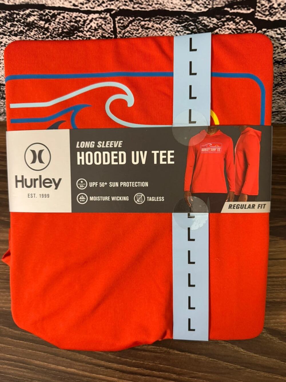 New Men’s Hurley Long Sleeve Hooded UV Tee - Large